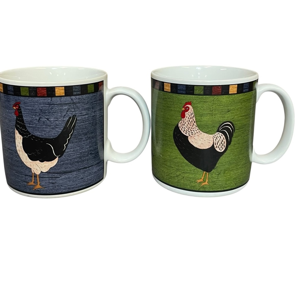 Warren Kimble for Brandon House pair of chicken coffee mugs